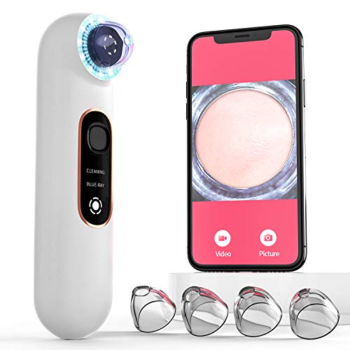 Blackhead Remover Pore Vacuum with Camera-Upgraded Visual Facial Pore Cleaner with Blue Light Therapy Electric WIFI Black Head Remover Suctioner Acne Extractor Pimple Vacuum Portable Skin Care Tool