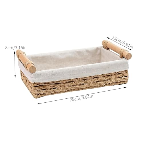 Panier de rangement en osier anti-rayures pour table basse avec doublure textile protectrice