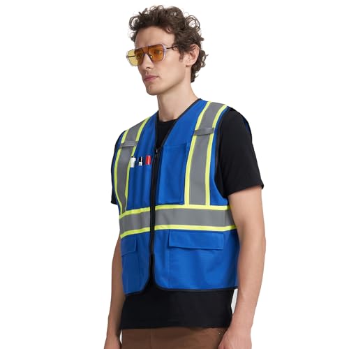 Image of A-KSAFETY High Visibility Safety Vest for Men Women with Pockets and Zipper