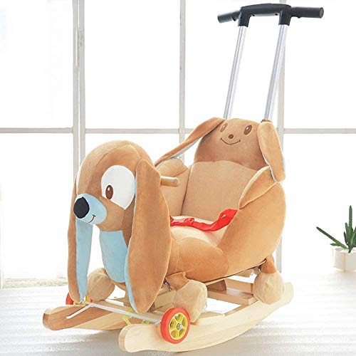 Rocking Horse Hölzerner Schaukeltier Mit Rad & Putter & Sicherheitsgurt, Wippstuhl Innen Im Freien – Bild 3