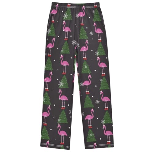 Boy's Pants Flamingo Christmas Boots Jogger Pants Elastic Waist Long Bottoms Trousers with Pockets 6-14 Years