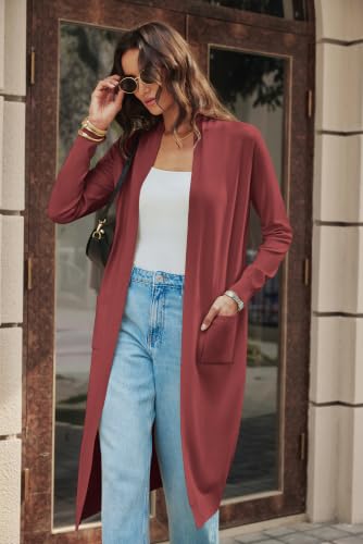 Image of GRACE KARIN Essential Solid Open Front Maxi Long Knitted Cardigan Sweater for Women