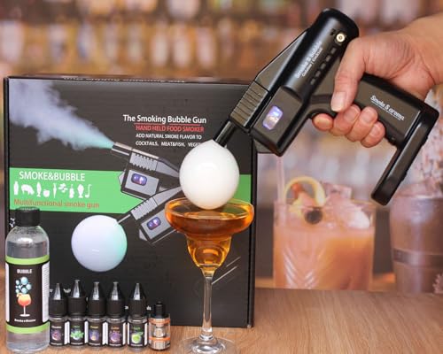 Cocktail | Aroma Smoke Bubble Gun | Steam Jet Cocktail Bubbles | Smoke Gun | Contains 5 Flavors of Aroma and Bubbles - Food & Beverage, Bar/Restaurant/Family Dinner, Bourbon, Father/Husband Gift, 6