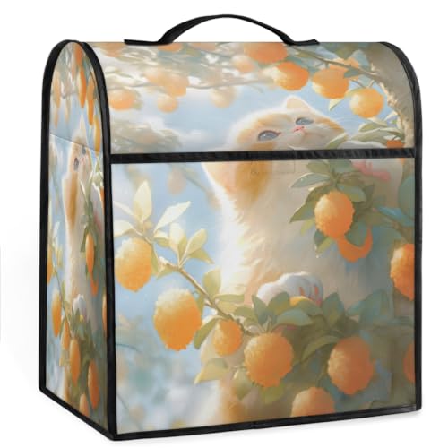 Coffee Maker Cover Cat Cute Kitchen Appliance Covers Small Appliance Covers Blender Cover Juicer Cover Dust Covers for Kitchen Appliances with Top Handle and Pockets,Washable,C116