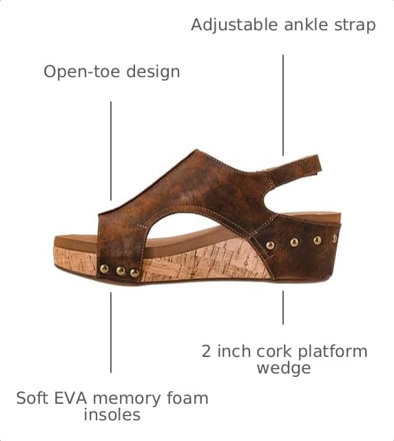 Image of Corkys Footwear Volta Wedge - Chic Elegance Meets All-Year Comfort with a 2-Inch Cork Heel and Marshmallow Insole for Stylish Everyday Wear and All-Day Comfort