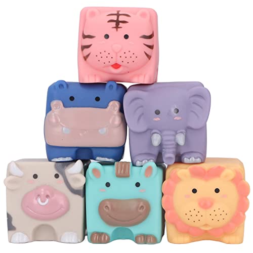 Juguetes Construcción, 6 Unids Bloques de Bebé Apilamiento Suave Bloques de Construcción Juguetes Formas de Animales Bloques Suaves para Niños Pequeños 6 Meses Arriba Juguetes de...