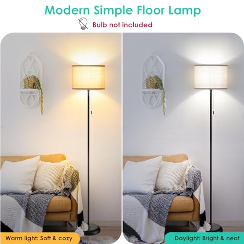 FOLKSMATE Floor Lamp for Living Room, LED Modern Simple Standing Lamps, Tall Lamp for Bedroom, Kid, Office, Reading Room Black Pole Light Without Bulb - Image 3