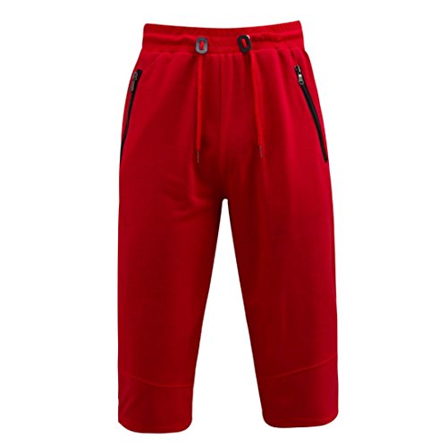 Hombre Pantalón Pantalones Deportivos Pantalones Cortos atléticos con Cremallera sólida para Hombre Xinantime (XXL, Rojo)