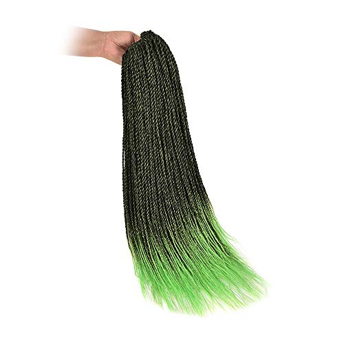 Senegalese Twist Crochet Braids Synthetic Hair Ombre Colors Braided Hair Extensions 2X Twist Braids(1B/Green)
