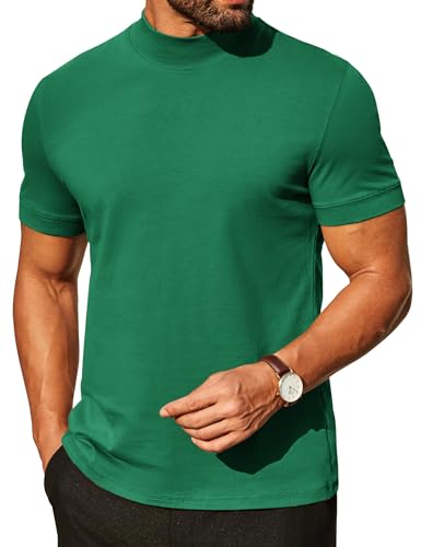 Image of COOFANDY Mens Mock Turtleneck Shirts Casual Premium Cotton Short Sleeve Shirt Basic Half Neck T-Shirts
