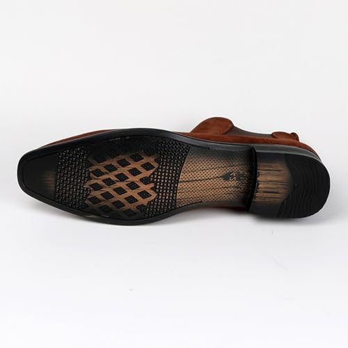 Men's Suede Low Heel Chelsea Boots with Elastic Panels Slip-On Comfort Non-Slip Dress Boots for Business Evening Dating Booties4