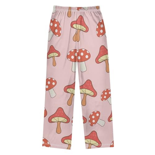 Mushroom Red Boys Pants Boys Athletic Pants Long Pant for Boywith Pockets Wide-Leg Size 6-14Y2