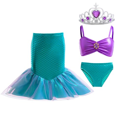 Image of Girls 4pcs Swimsuit Bathing Suit Princess Bikini Set for Toddler Little Kids Beach Swimwear