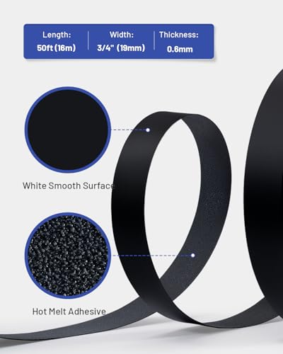 Image of Melamine Edge Banding Black 3 /4 inch x 50 ft Veneer Edging Easy Application Iron on Edge Banding Tape for Cabinet Plywood Repairs Furniture Restoration