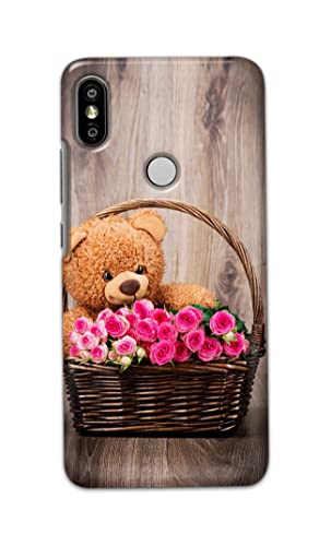 Image of PRINTFIDAA Roses and Teddy Bear in The Wicker Hard Back Cover for Redmi Y2 / Redmi S2 Back Cover -(P6) KAT1004