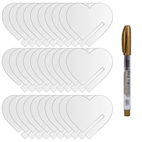 EIHI marqueur verre - 30 pièces marqueurs d'identification+1 marqueur de verre - forme de coeur...