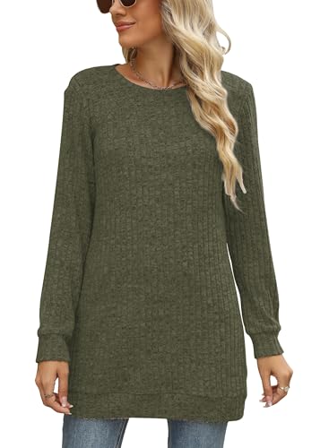 Image of Sweaters for Women Long Sleeve Crewneck Sweatshirt Loose Casual Tunic Tops