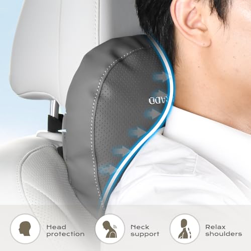 Image of Coverado Car Headrest Pillow Soft Memory Foam Car Neck Support Pillow with Adjustable Strap, Relax Head Muscles Relieve Driving Fatigue, Breathable & Removable Cover