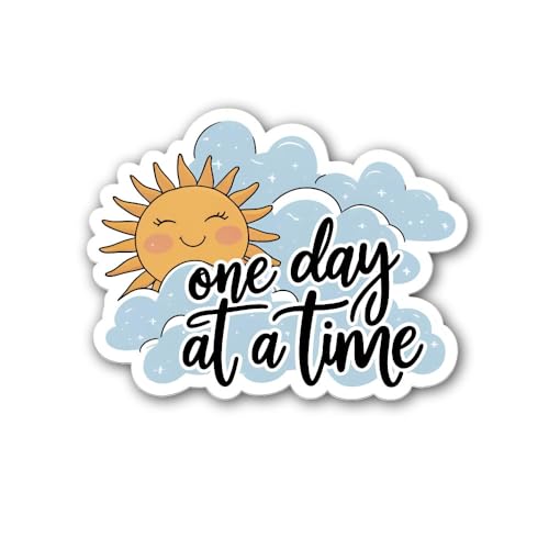 2 (Pieces) 3" and 5" 0ne Day at a time Sticker, Waterproof Vinyl Decals for Many Purpose Like Cars, Trucks, Laptops, Phones, Windows and More