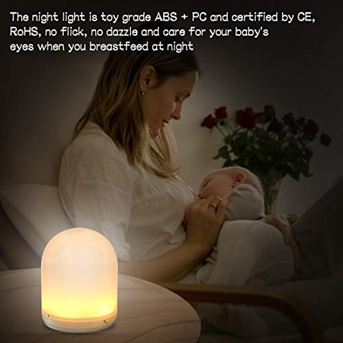 Night Light for Kids Button and Remote Control, LED Dimmable Bedside Lamp RGB Color Changing, USB Rechargeable Baby Night Light 30mins Timer, Suitable for Breastfeeding, Baby Care, Bedroom