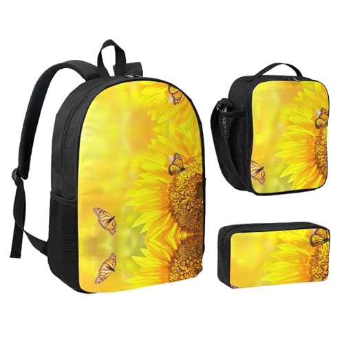 Sac à dos imperméable et léger à fleurs noires ensemble de 3 - 2