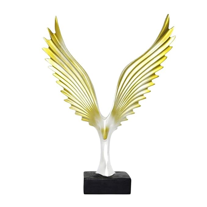 Image of Resin Eagle Wing Figurines Sculptures Home Decor Showpiece Feng Shui Vastu Eagle Wing Statue for Home Decor Showpiece (Multicolor) (Yellow)