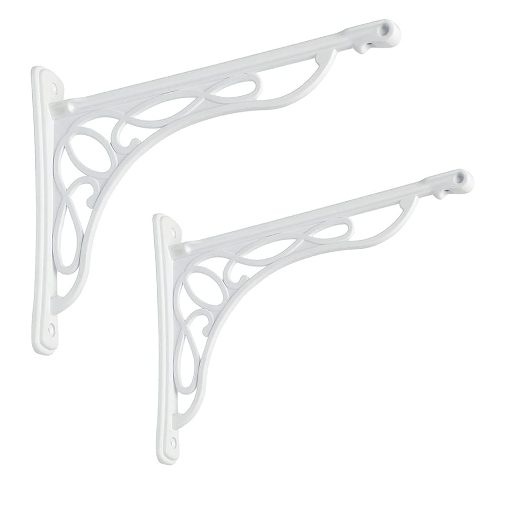 2 Pack Shelf Brackets Cast Iron White Metal Corbels Baroque Shelf Fixed European Bracket Wall 10" Inch
