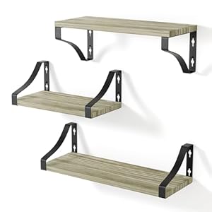 edihome, Estanteria Pared, Baldas Pared, 3 Niveles, Repisas Flotantes, Estantes de Pared de Madera Natural, Decoracion, Ideal para Salon, Dormitorio, Baño (Nogal Americano)