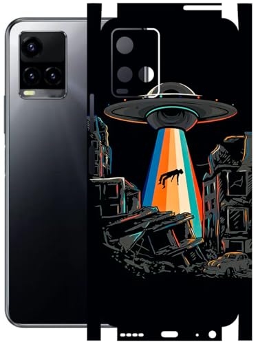 Image of AtOdds - Full Body Back Screen Guard Protector Film - Lamination Wrap Skin Sticker Compatible with VIVO Y33T | Scratchproof Matte Finish (Alien Invade)