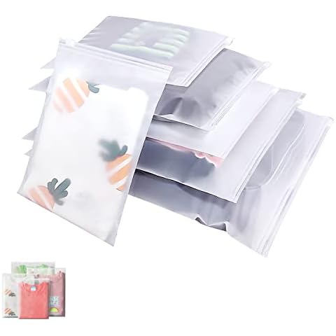 ZFITEI 20Pcs Frosted Resealable Bag Plastic Ziplock Bags Waterproof Space Saver Bag Travel Bags Organiser ,Luggage Organiser Pouch for Clothes Suitcase Organiser Bags(5 Size) Cover
