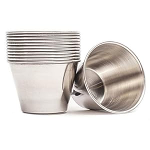 ehomeA2Z Ramekin Stainless Steel Condiment Sauce Cups Au Jus Commercial Grade 12 Pack (12, 2.5 oz)