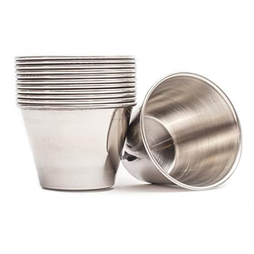 ehomeA2Z Ramekin Stainless Steel Condiment Sauce Cups Au Jus Commercial Grade 12 Pack (12, 2.5 oz)