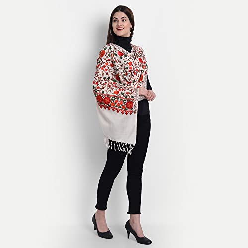 Zamour Women Large Scarf Wrap Faux Pashmina Wool, Indian Kashmiri Embroidered Oversized Winter Scarves Wraps Stole Shawl3