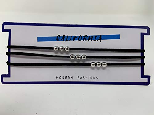 Faux Leather Choker 3 Layer Choker with Silver Beads4