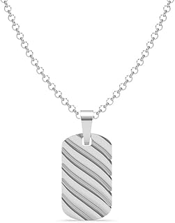 clara Pure 925 Sterling Silver Wave Men Pendant Necklace | With or Without Chain | Gift for Men & Boys |Platinum Plated-picture-35