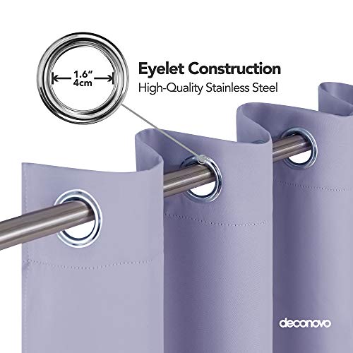 Image of Deconovo Pink Blackout Curtains Bedroom Thermal Insulated Eyelet Curtains for Living Room 46 x 84 Inch Pale Purple 1 Pair