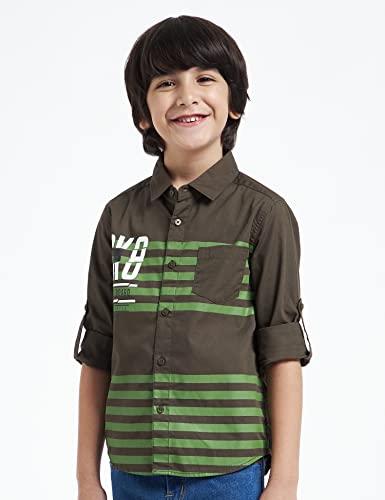 Image of Amazon Brand - Jam & Honey Boy's Regular Fit Shirt (JH-BST-SH-13 Olive 1 9 Years-10 Years)