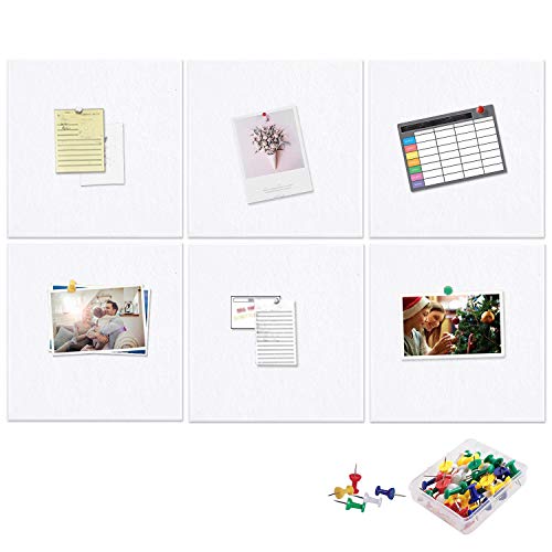 Yoillione Felt Pin Board for Bedrooms Offices Home, Bulletin Boards Square Notice Board White Memo Board, DIY Cork Board Tiles Self Adhesive Pinboard, Soundproof Acoustic Panels for Noise Reduction