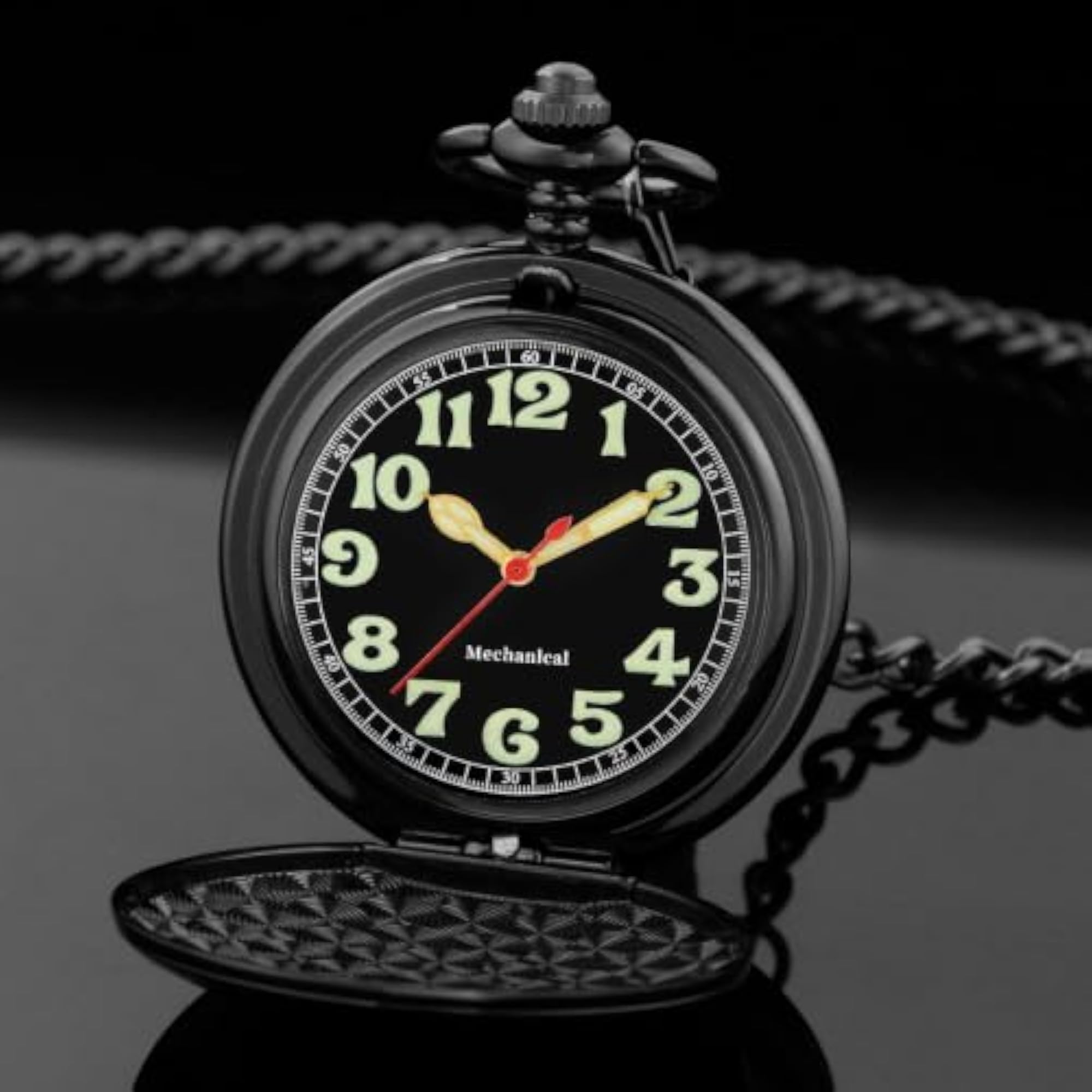 Men's Skeleton Mechanical Pocket Watch