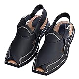 III-Fashions Summer Casual Men’s Dress Sandals – Genuine Cowhide Leather Adjustable Strap Black Chappal Double Sole Super Comfort Shoes