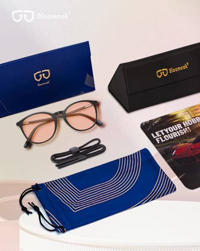 Image of Bloomoak Rose Migraine Glasses, FL-Flex Light Sensitivity Relief Glasses for Fluorescent LED Glare /Photophobia /Eye Strain