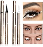 2PCS Waterproof Liquid Eyeliner, White and Black Eyeliner Set, Quick Drying Long-lasting Eye Line...