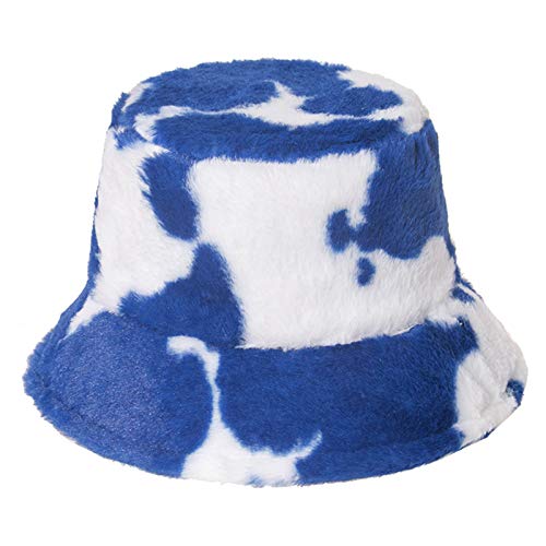 niumanery-Women-Winter-Warm-Fluffy-Plush-Bucket-Hat-Milk-Cow-Print-Panama-Fisherman-Cap-Hot-Pink
