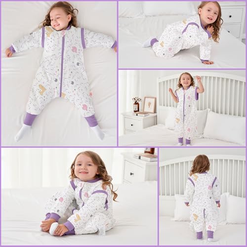 Image of LAT Winter Baby Sleep Bag with Feet,3-way zip Wearable Blanket with Removable Sleeves,Warm Sack for Toddler 2.5 TOG