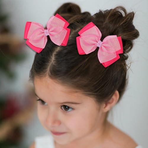 Pinzas para el cabello con moños de organza 4.5 pulgadas, paquete de 2 miniatura 2