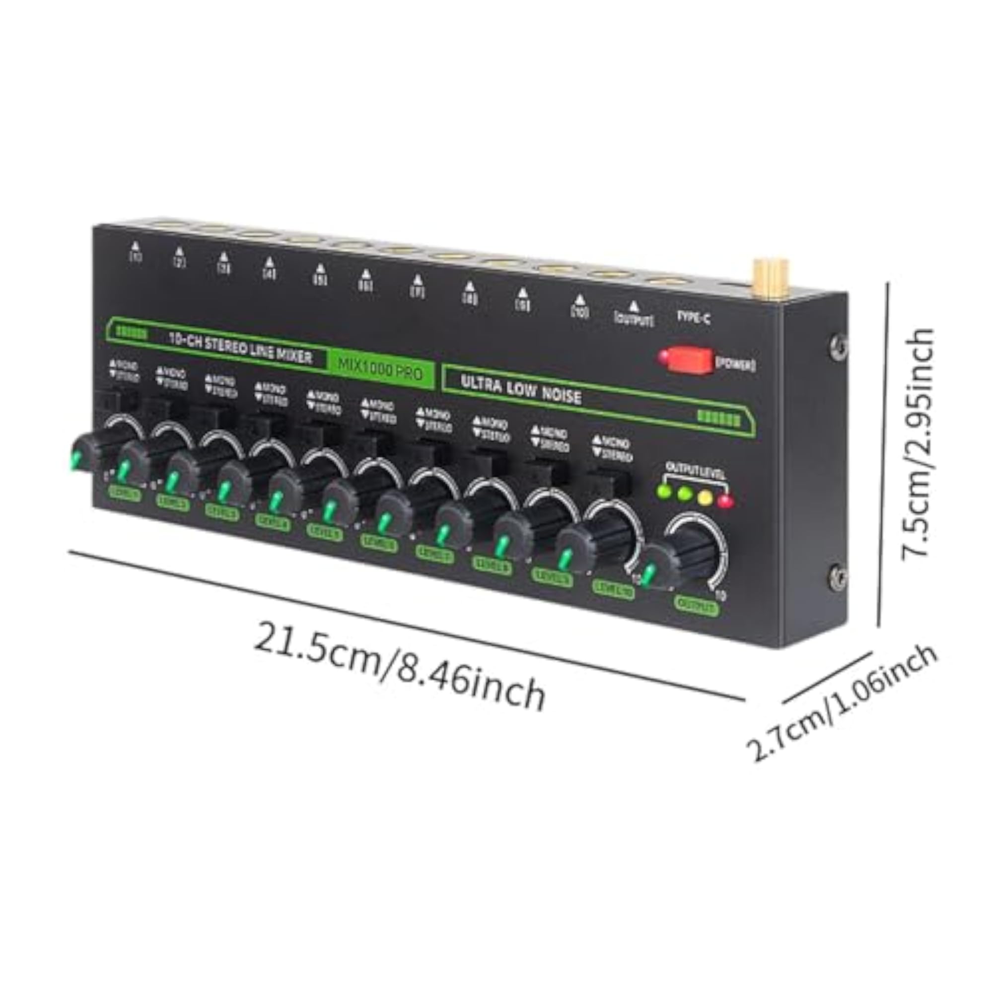 10-Channel Dynamic Audio Mixer Sound Mixing Console for Podcast & Computer