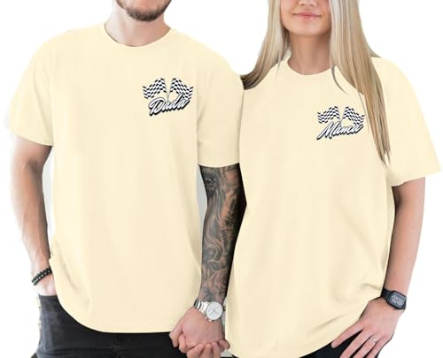 Image of Racing Birthday Party Matching Shirt Mom and Dad Car Racer Couple T Shirt Checkered Flag Short Sleeve Tee Tops