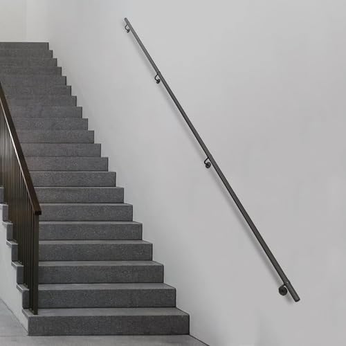 Main courante en fer noir escalier intérieur fixation murale rampe 330 cm