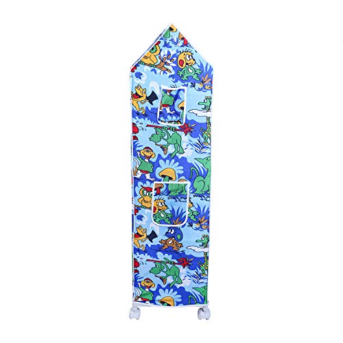 Image of Little One's | 4 Plastic Shelves Baby Foldable Wardrobe (Made in India), Unbreakable Material, (Plastic Structure)| Jungle Blue | HP4 /AB