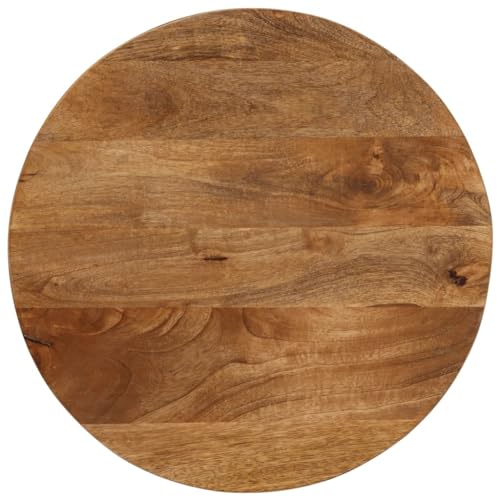 vidaXL Tischplatte, Holztischplatte Rund Rustikal, Ersatztischplatte für Couchtisch Beistelltisch Esstisch, Massivholzplatte, Massivholz Mango
